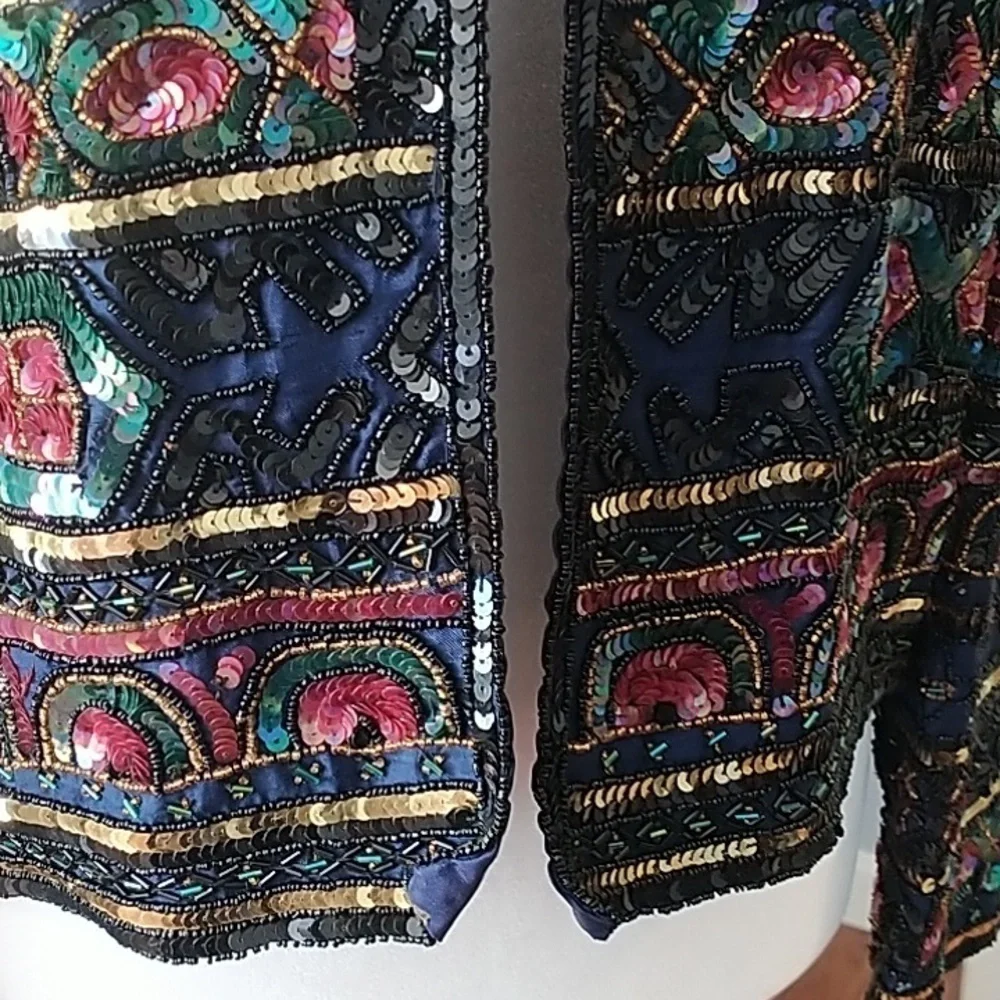 Papell Boutique Evening Beaded Sequins Jacket Vintage S - Picture 4 of 12
